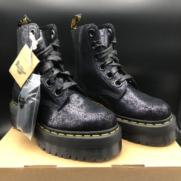 Martens Molly Black Iridescent Crackle Boots - Main Image
